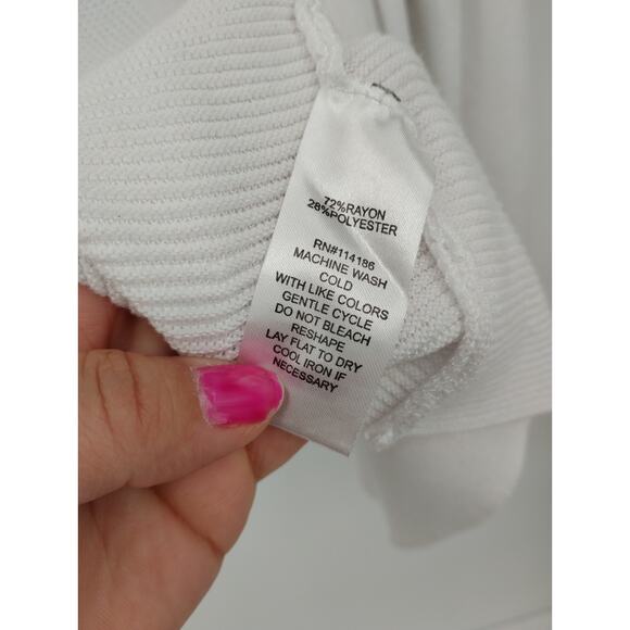 89th + Madison White Rib Open Front Cardigan Women's M - Picture 4 of 7